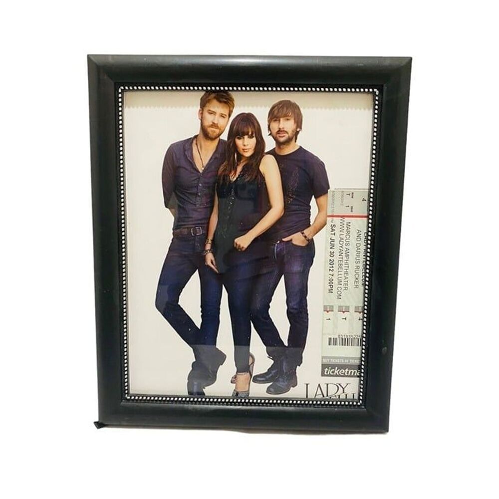 Framed Lady Antebellum Head Shot Photo From Show and 2012 Concert Ticket 8 X 10